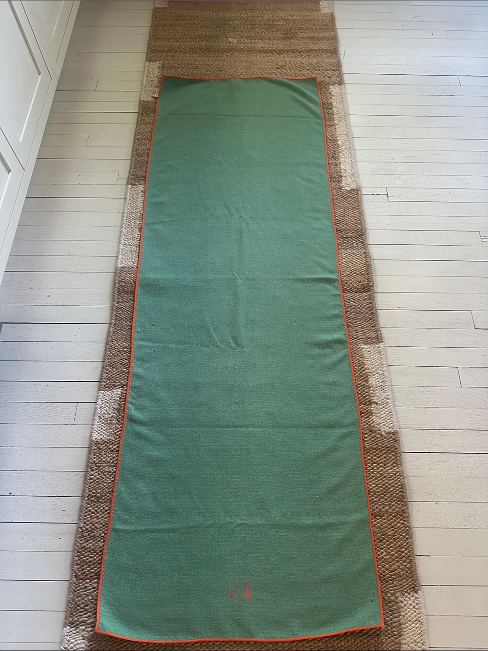 YogiToes Green Yoga Mat with Orange Trim